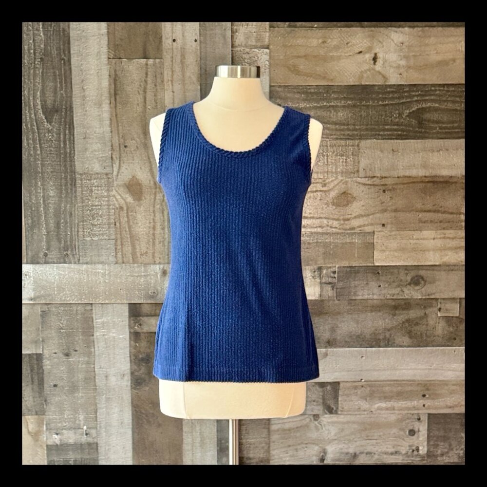 Vintage 70s blue corduroy sleeveless tank top medium minimalist gorpcore classic
